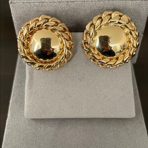 Gold tone Button Earrings